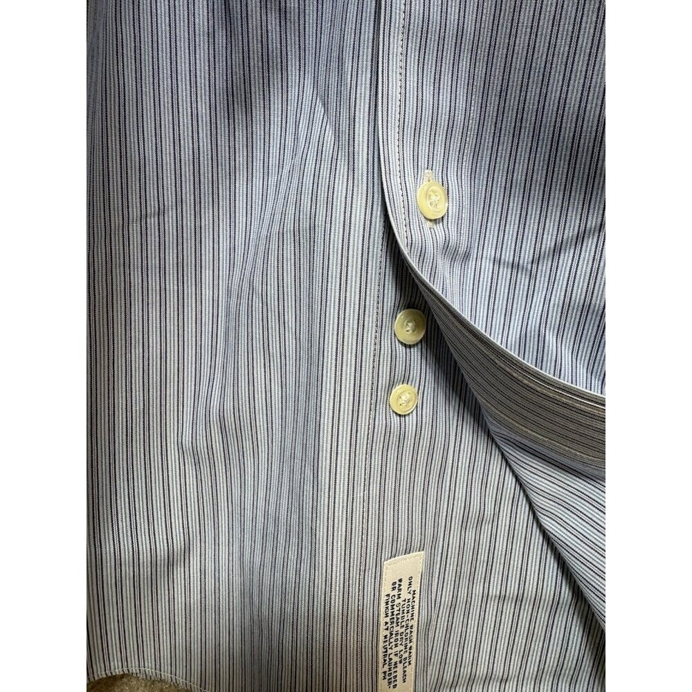 Brooks Brothers Men's 15-33 Shirt Long Sleeve Blue Black Strips Preppy Casual - Picture 14 of 16